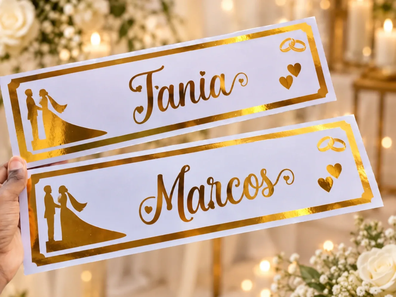 Placa de Matrícula Personalizada para Casamento