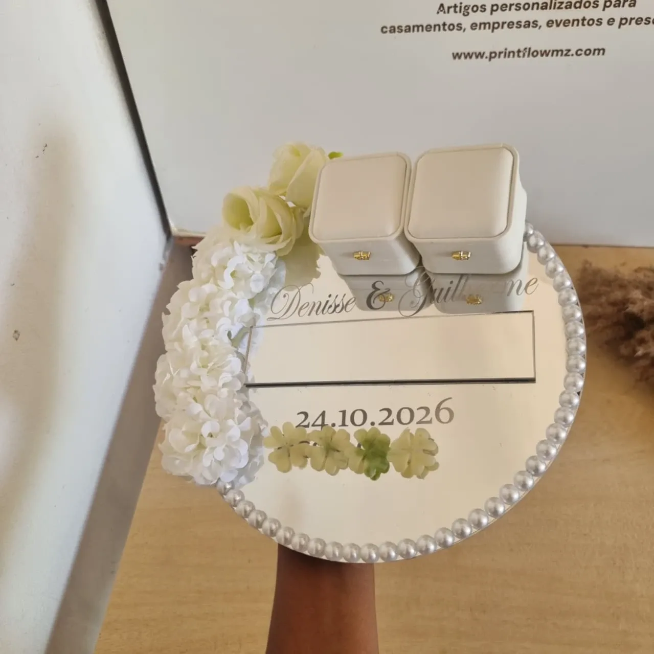  Porta-alianças de casamento personalizado