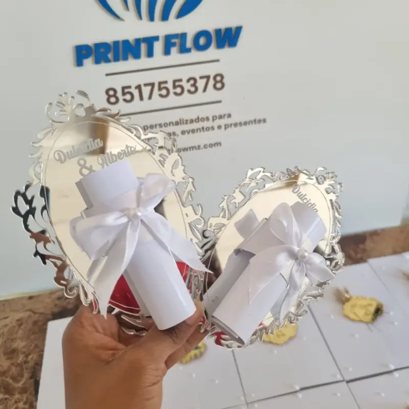 Convite de Casamento Moldura de Espelho com Pergaminho 2