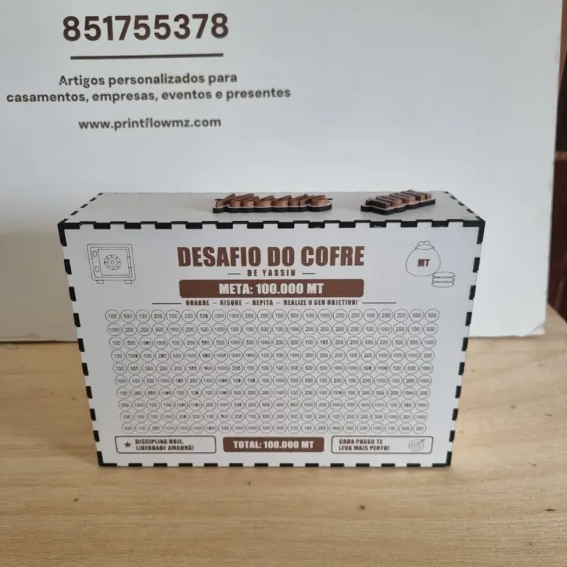 Cofre Desafio de Poupança em MDF 3