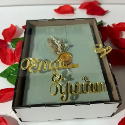 Convite de Casamento Box Madeira, Envelop Verde Sage 1
