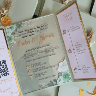 Convite de Casamento Box Madeira, Envelop Verde Sage 2