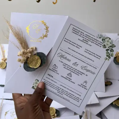 Convite de Casamento Branco Sofisticado 1