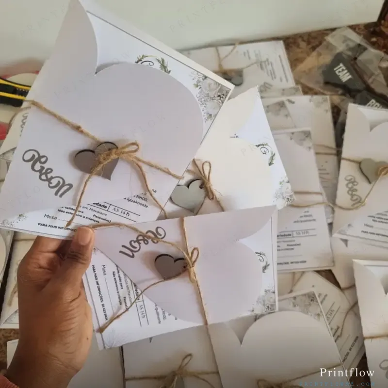 Convite de Casamento com Envelope estilo coração 2